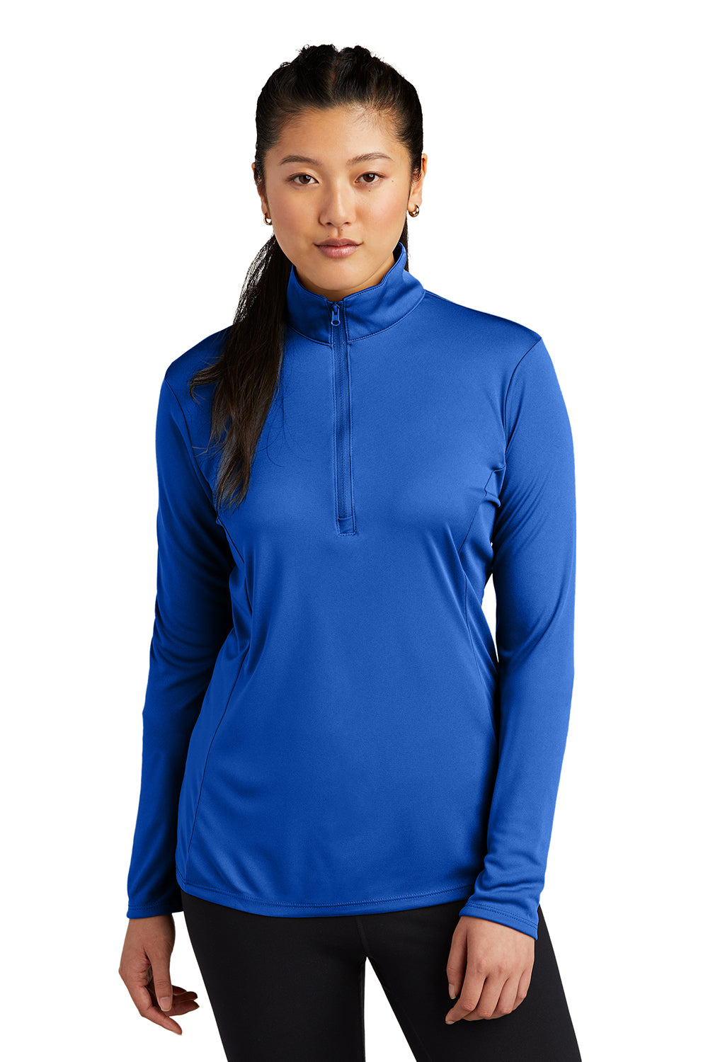 Sport-Tek LST357 Womens Competitor Moisture Wicking 1/4 Zip Sweatshirt True Royal Blue Model Front