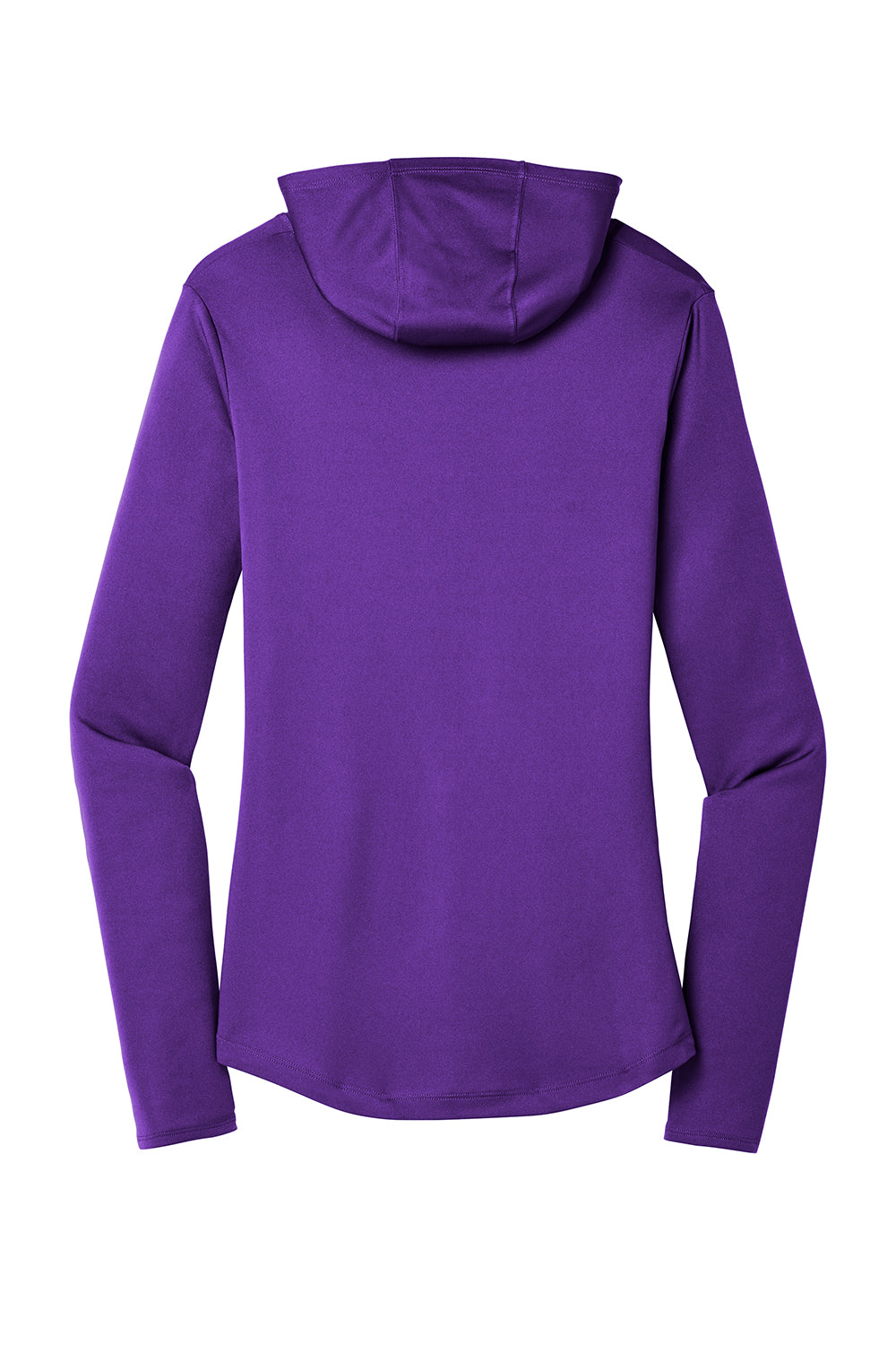 Sport-Tek LST358 Womens Competitor Moisture Wicking Long Sleeve Hooded T-Shirt Hoodie Purple Flat Back