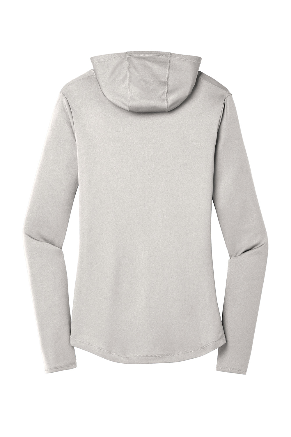 Sport-Tek LST358 Womens Competitor Moisture Wicking Long Sleeve Hooded T-Shirt Hoodie Silver Grey Flat Back