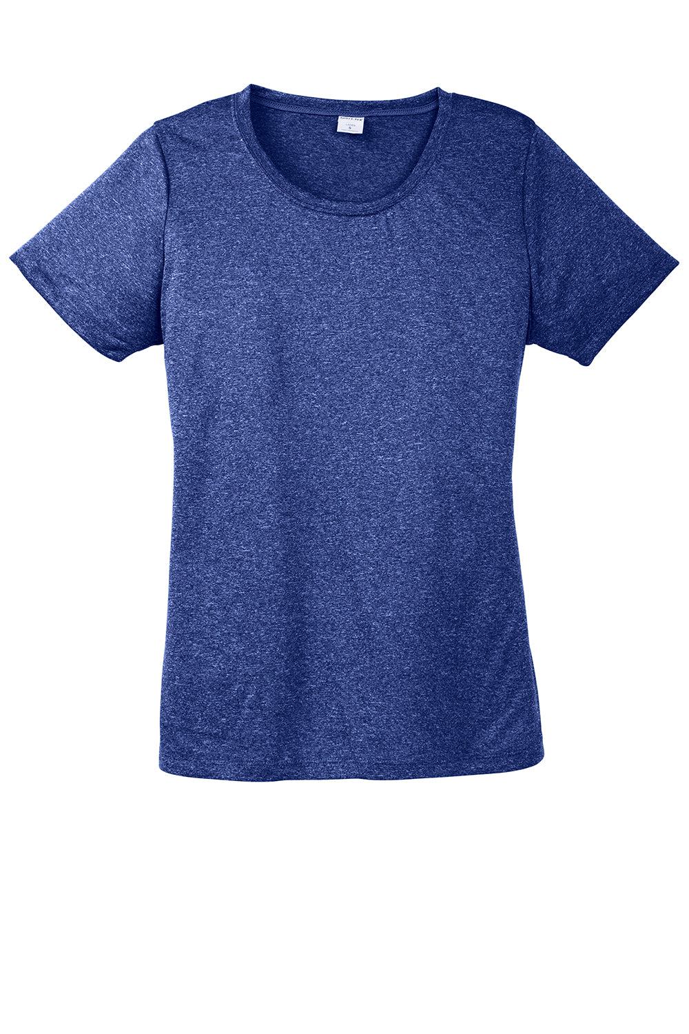 Sport-Tek LST360 Womens Contender Heather Moisture Wicking Short Sleeve Crewneck T-Shirt Heather Cobalt Blue Flat Front