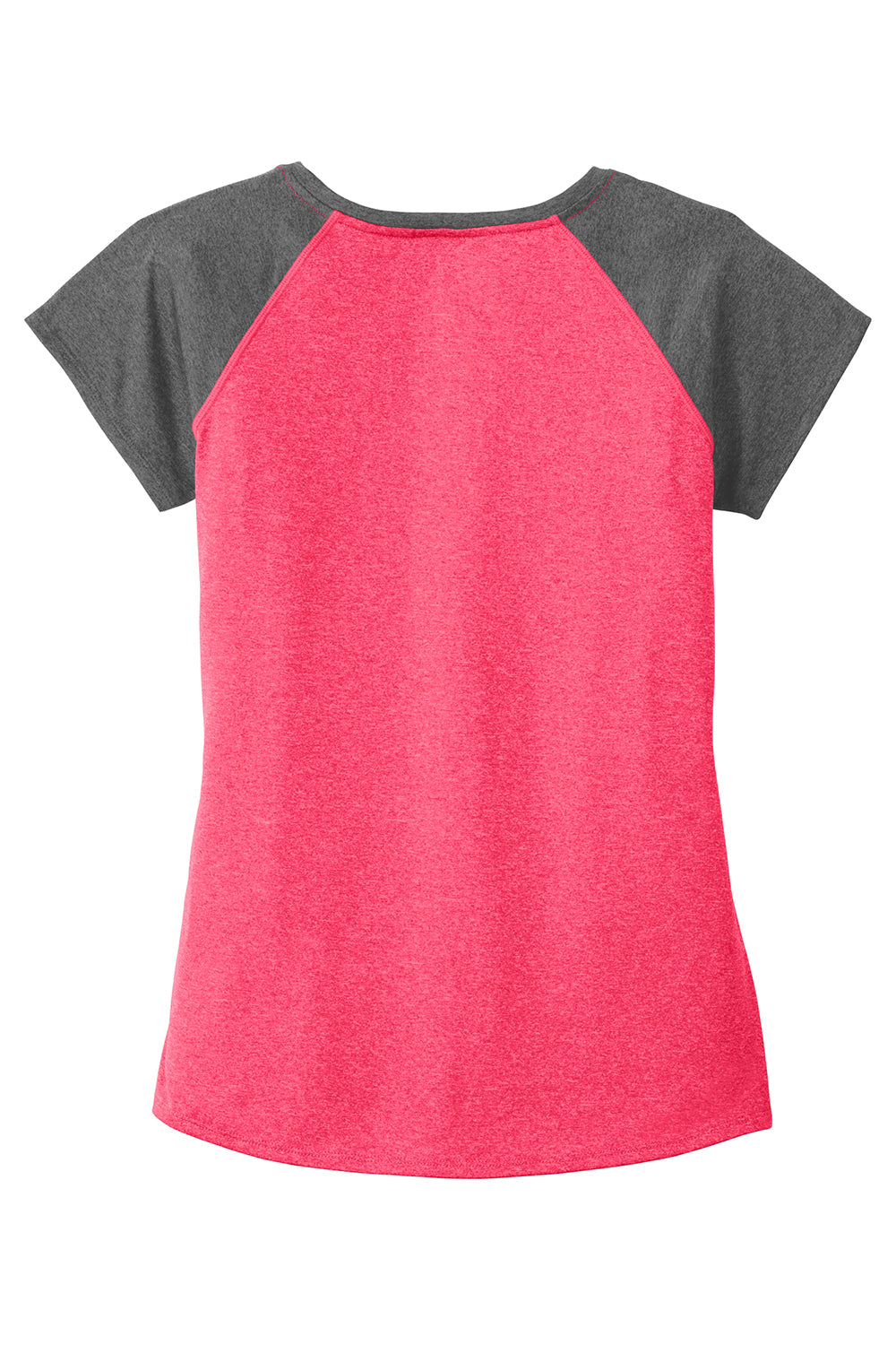 Sport-Tek LST362 Womens Contender Heather Moisture Wicking Short Sleeve Wide Neck T-Shirt Heather Raspberry Pink/Heather Graphite Grey Flat Back