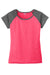 Sport-Tek LST362 Womens Contender Heather Moisture Wicking Short Sleeve Wide Neck T-Shirt Heather Raspberry Pink/Heather Graphite Grey Flat Front