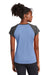 Sport-Tek LST362 Womens Contender Heather Moisture Wicking Short Sleeve Wide Neck T-Shirt Heather True Royal Blue/Heather Graphite Grey Model Back