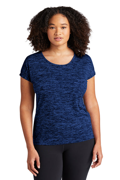 Sport-Tek LST390 Womens Electric Heather Moisture Wicking Short Sleeve Crewneck T-Shirt Dark Royal Blue Electric Model Front