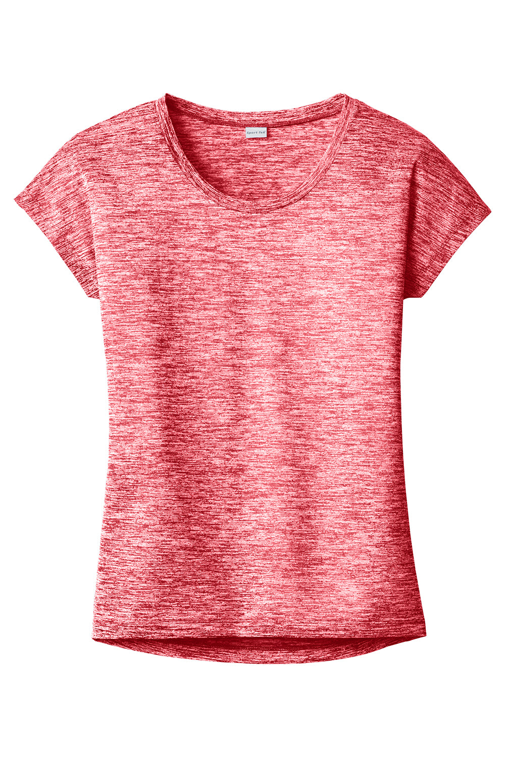 Sport-Tek LST390 Womens Electric Heather Moisture Wicking Short Sleeve Crewneck T-Shirt Deep Red Electric Flat Front