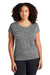 Sport-Tek LST390 Womens Electric Heather Moisture Wicking Short Sleeve Crewneck T-Shirt Grey Black Electric Model Front