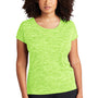 Sport-Tek Womens Electric Heather Moisture Wicking Short Sleeve Crewneck T-Shirt - Lime Shock Green Electric