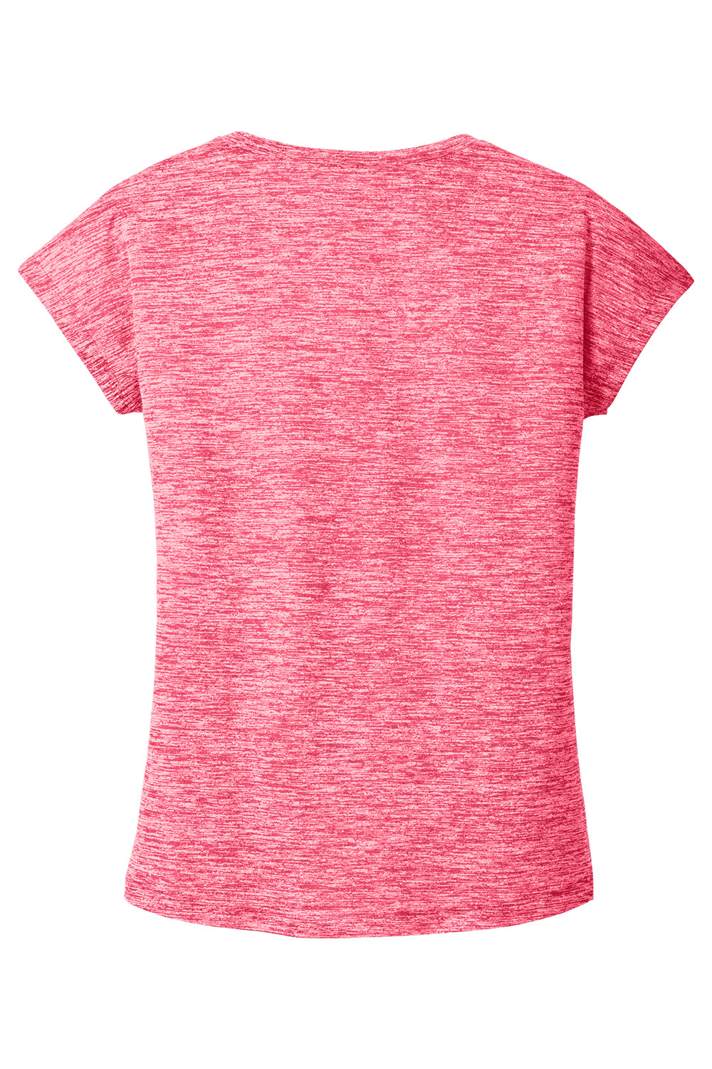 Sport-Tek LST390 Womens Electric Heather Moisture Wicking Short Sleeve Crewneck T-Shirt Power Pink Electric Flat Back