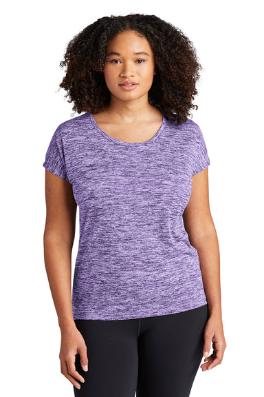 Sport-Tek LST390 Womens Electric Heather Moisture Wicking Short Sleeve Crewneck T-Shirt Purple Electric Model Front