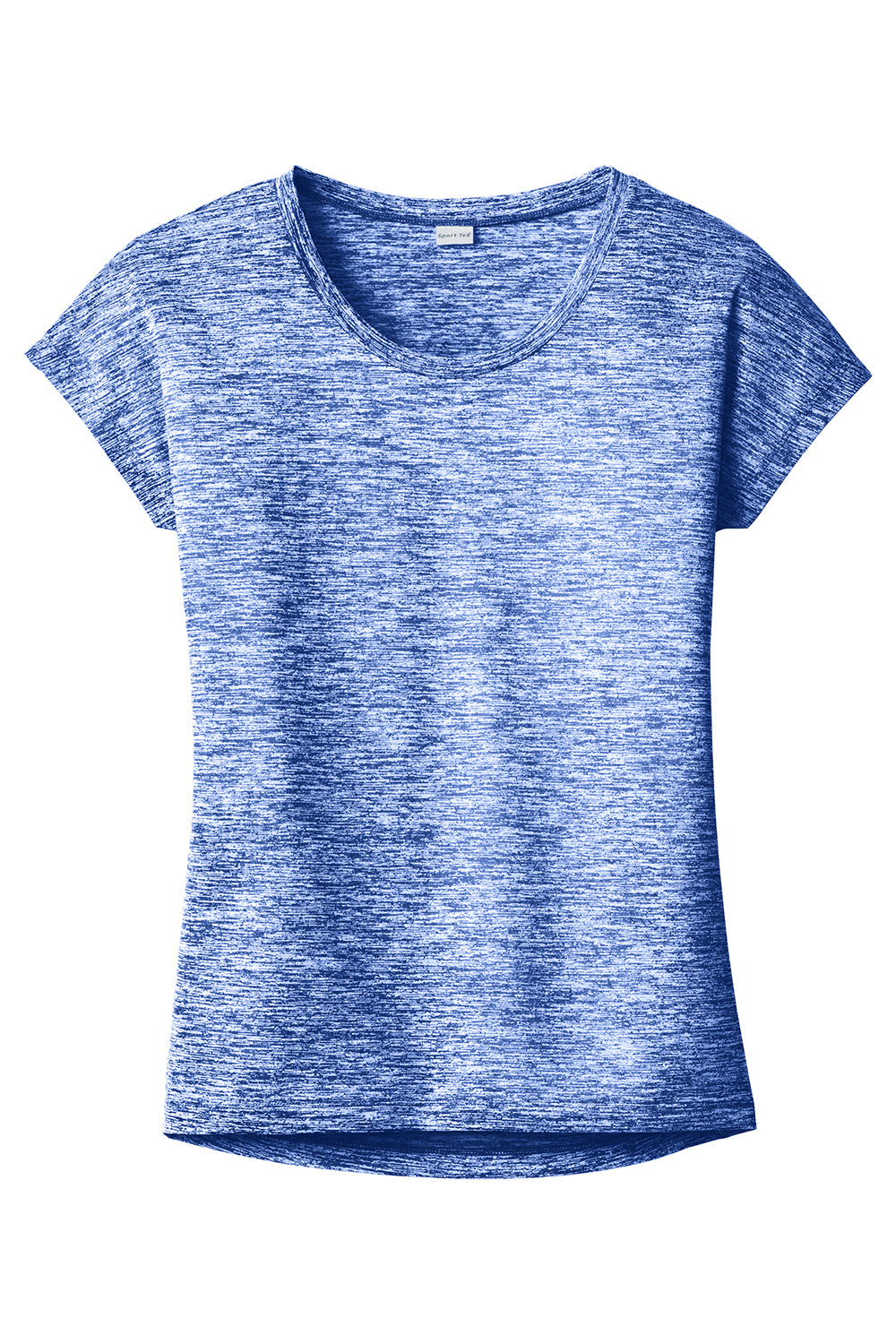 Sport-Tek LST390 Womens Electric Heather Moisture Wicking Short Sleeve Crewneck T-Shirt True Royal Blue Electric Flat Front