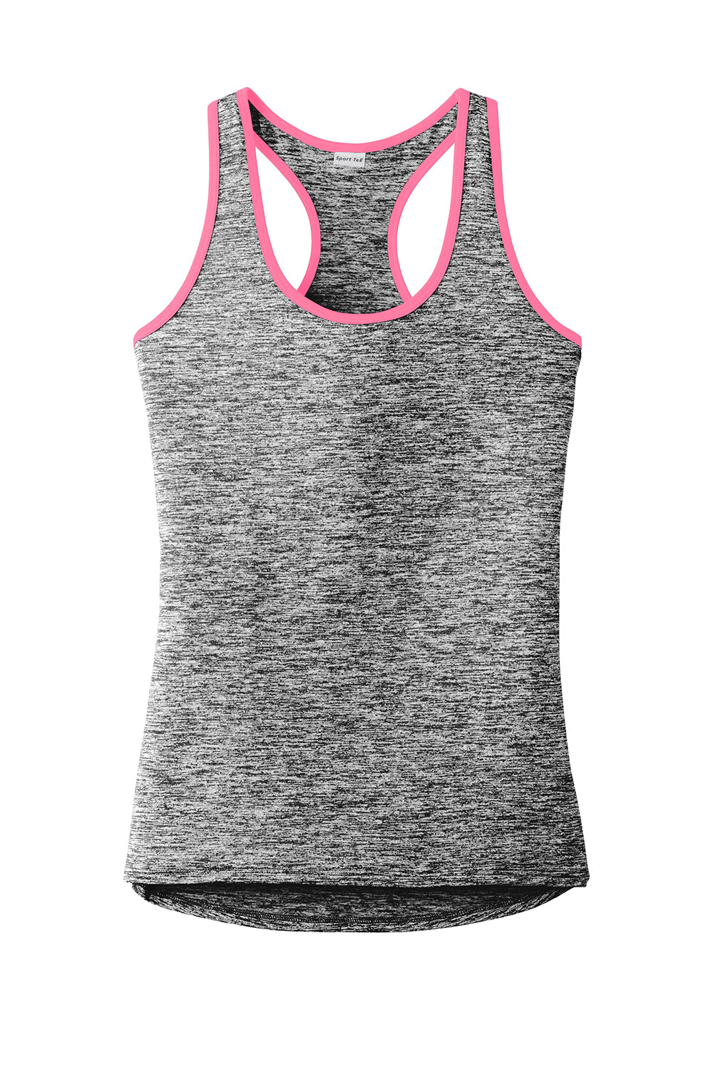 Sport-Tek LST396 Womens Electric Heather Moisture Wicking Tank Top Black Electric/Neon Pink Flat Front