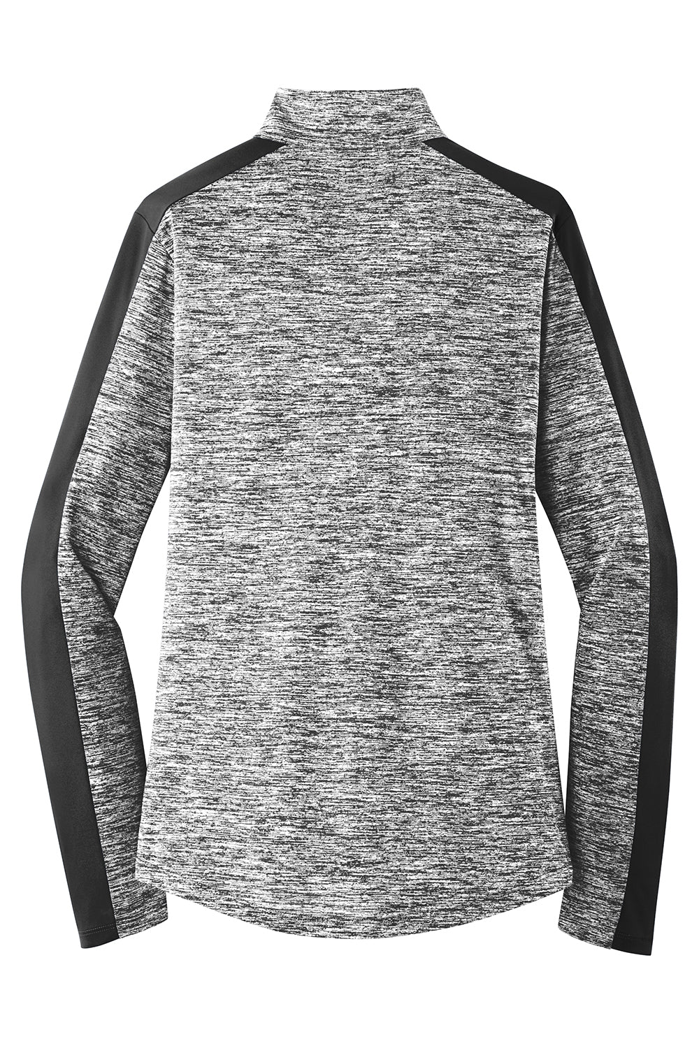 Sport-Tek LST397 Womens Electric Heather Moisture Wicking 1/4 Zip Sweatshirt Black Electric/Black Flat Back