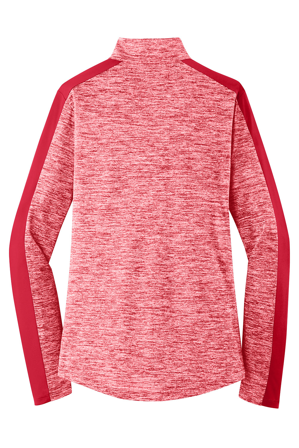 Sport-Tek LST397 Womens Electric Heather Moisture Wicking 1/4 Zip Sweatshirt Deep Red Electric/Deep Red Flat Back