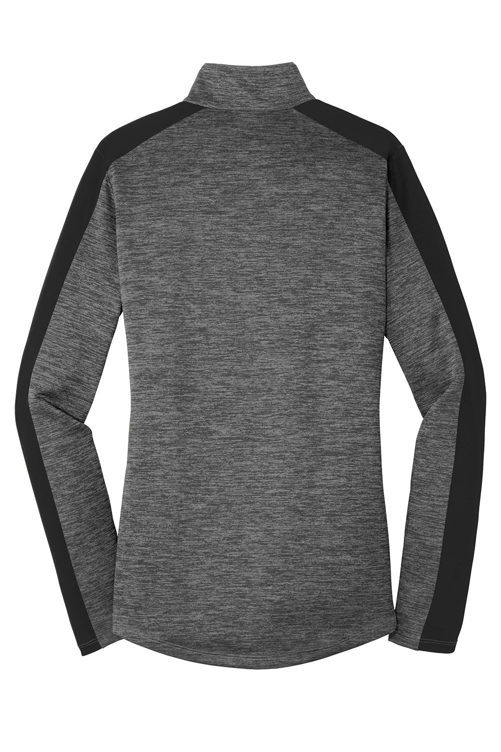 Sport-Tek LST397 Womens Electric Heather Moisture Wicking 1/4 Zip Sweatshirt Grey Black Electric/Black Flat Back