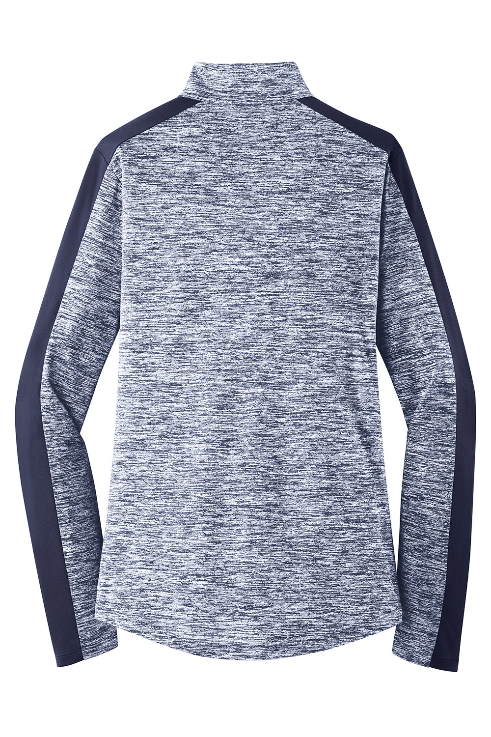 Sport-Tek LST397 Womens Electric Heather Moisture Wicking 1/4 Zip Sweatshirt True Navy Blue Electric/True Navy Blue Flat Back