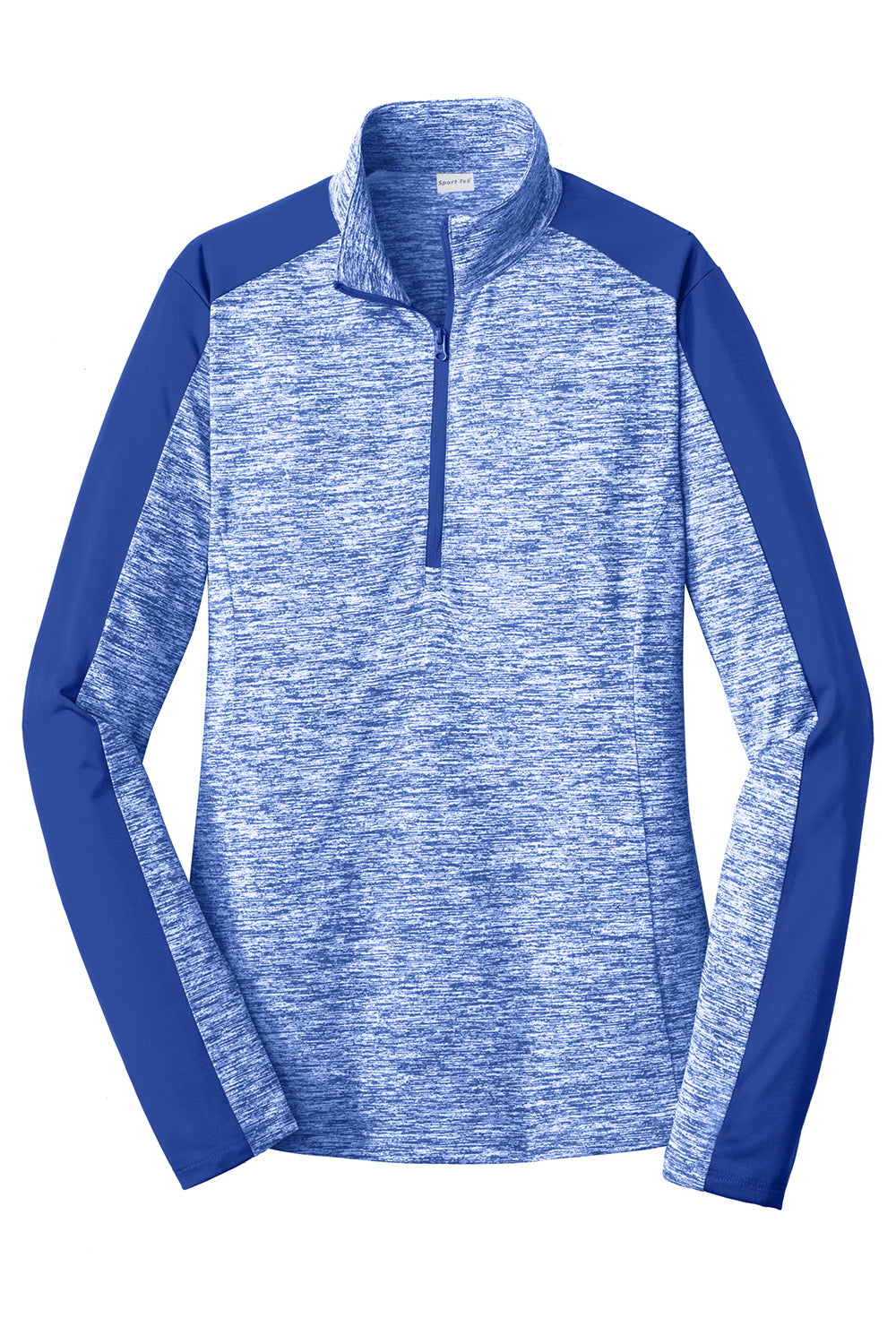 Sport-Tek LST397 Womens Electric Heather Moisture Wicking 1/4 Zip Sweatshirt True Royal Blue Electric/True Royal Blue Flat Front