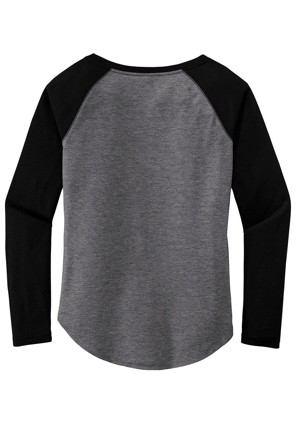 Sport-Tek LST400LS Womens Moisture Wicking Long Sleeve Scoop Neck T-Shirt Heather Dark Grey/Black Flat Back