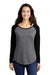 Sport-Tek LST400LS Womens Moisture Wicking Long Sleeve Scoop Neck T-Shirt Heather Dark Grey/Black Model Front