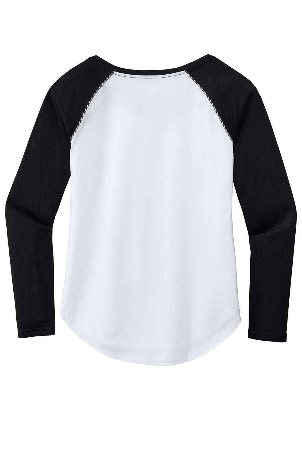 Sport-Tek LST400LS Womens Moisture Wicking Long Sleeve Scoop Neck T-Shirt White/Black Flat Back