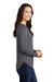 Sport-Tek LST400LS Womens Moisture Wicking Long Sleeve Scoop Neck T-Shirt Heather Dark Grey Model Side