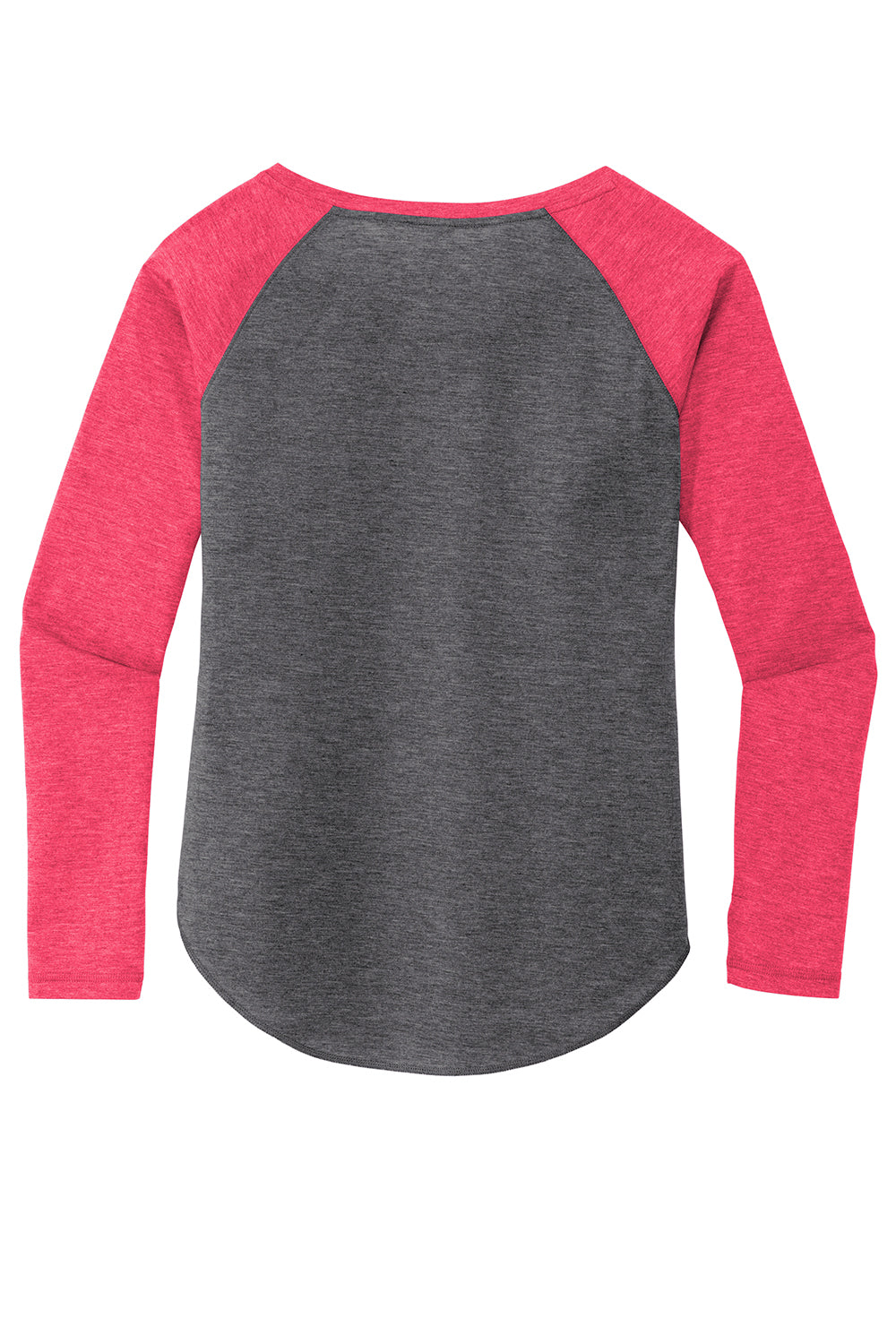 Sport-Tek LST400LS Womens Moisture Wicking Long Sleeve Scoop Neck T-Shirt Heather Dark Grey/Heather Raspberry Pink Flat Back