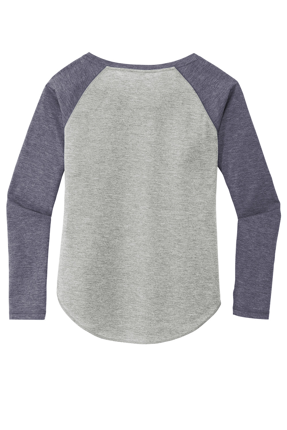 Sport-Tek LST400LS Womens Moisture Wicking Long Sleeve Scoop Neck T-Shirt Heather Light Grey/Heather True Navy Blue Flat Back