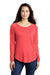 Sport-Tek LST400LS Womens Moisture Wicking Long Sleeve Scoop Neck T-Shirt Heather True Red Model Front