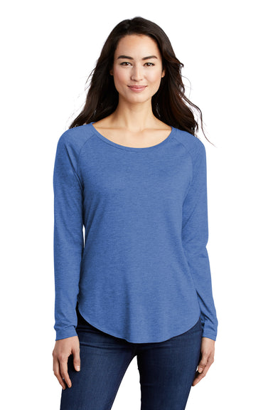 Sport-Tek LST400LS Womens Moisture Wicking Long Sleeve Scoop Neck T-Shirt Heather True Royal Blue Model Front