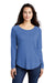 Sport-Tek LST400LS Womens Moisture Wicking Long Sleeve Scoop Neck T-Shirt Heather True Royal Blue Model Front