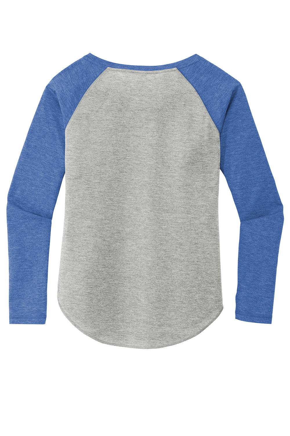 Sport-Tek LST400LS Womens Moisture Wicking Long Sleeve Scoop Neck T-Shirt Heather Light Grey/Heather True Royal Blue Flat Back