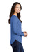 Sport-Tek LST400LS Womens Moisture Wicking Long Sleeve Scoop Neck T-Shirt Heather True Royal Blue Model Side