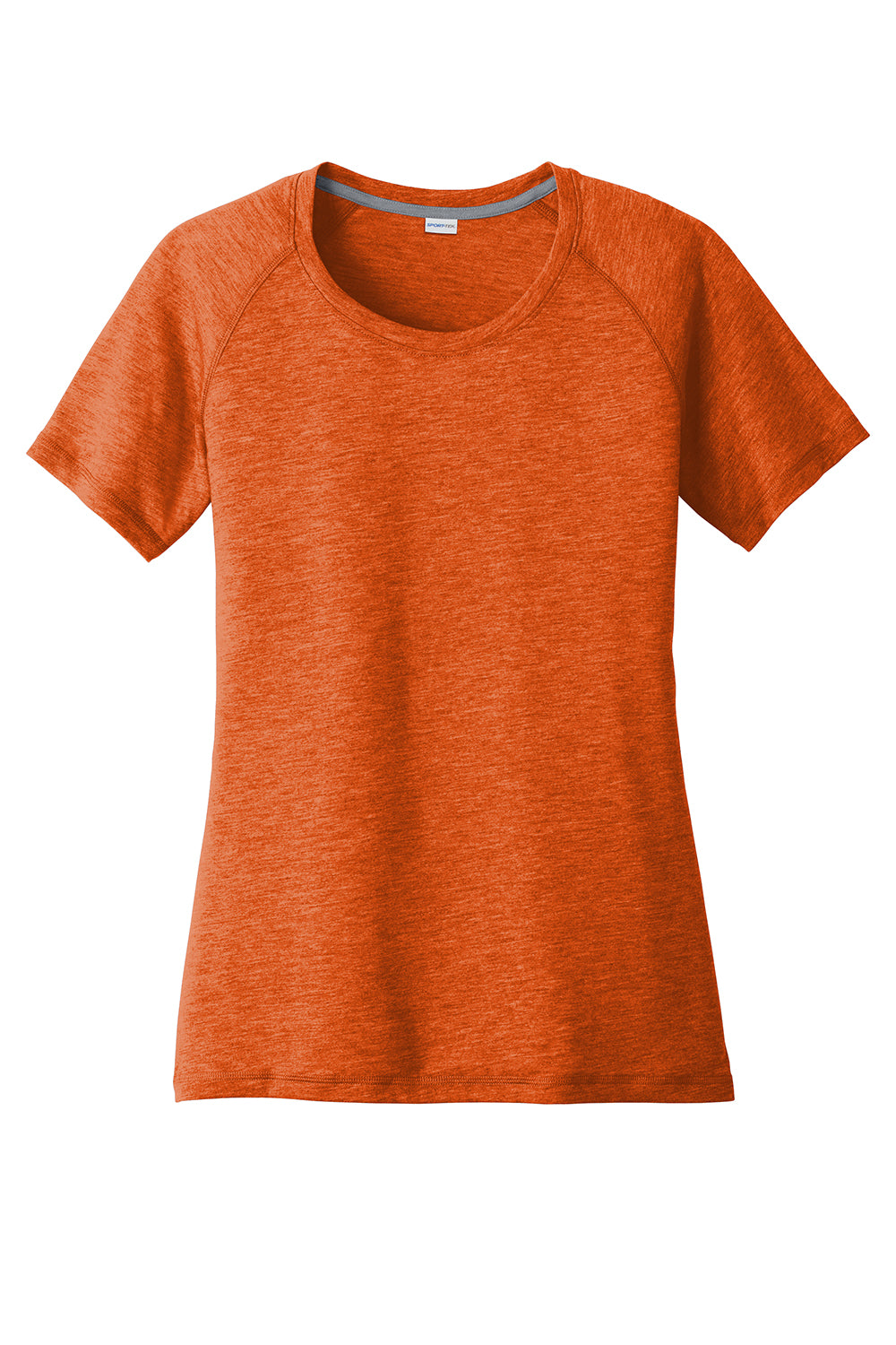 Sport-Tek LST400 Womens Moisture Wicking Short Sleeve Scoop Neck T-Shirt Heather Deep Orange Flat Front