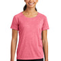 Sport-Tek Womens Moisture Wicking Short Sleeve Scoop Neck T-Shirt - Heather Raspberry Pink