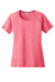 Sport-Tek LST400 Womens Moisture Wicking Short Sleeve Scoop Neck T-Shirt Heather Raspberry Pink Flat Front