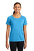 Sport-Tek LST400 Womens Moisture Wicking Short Sleeve Scoop Neck T-Shirt Heather Pond Blue Model Front