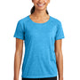 Sport-Tek Womens Moisture Wicking Short Sleeve Scoop Neck T-Shirt - Heather Pond Blue