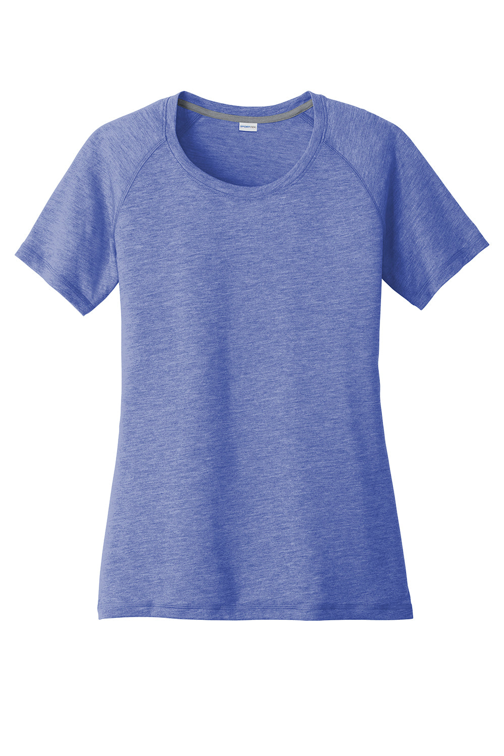 Sport-Tek LST400 Womens Moisture Wicking Short Sleeve Scoop Neck T-Shirt Heather True Royal Blue Flat Front