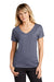 Sport-Tek LST401 Womens Moisture Wicking Short Sleeve V-Neck T-Shirt Heather True Navy Blue Model Front