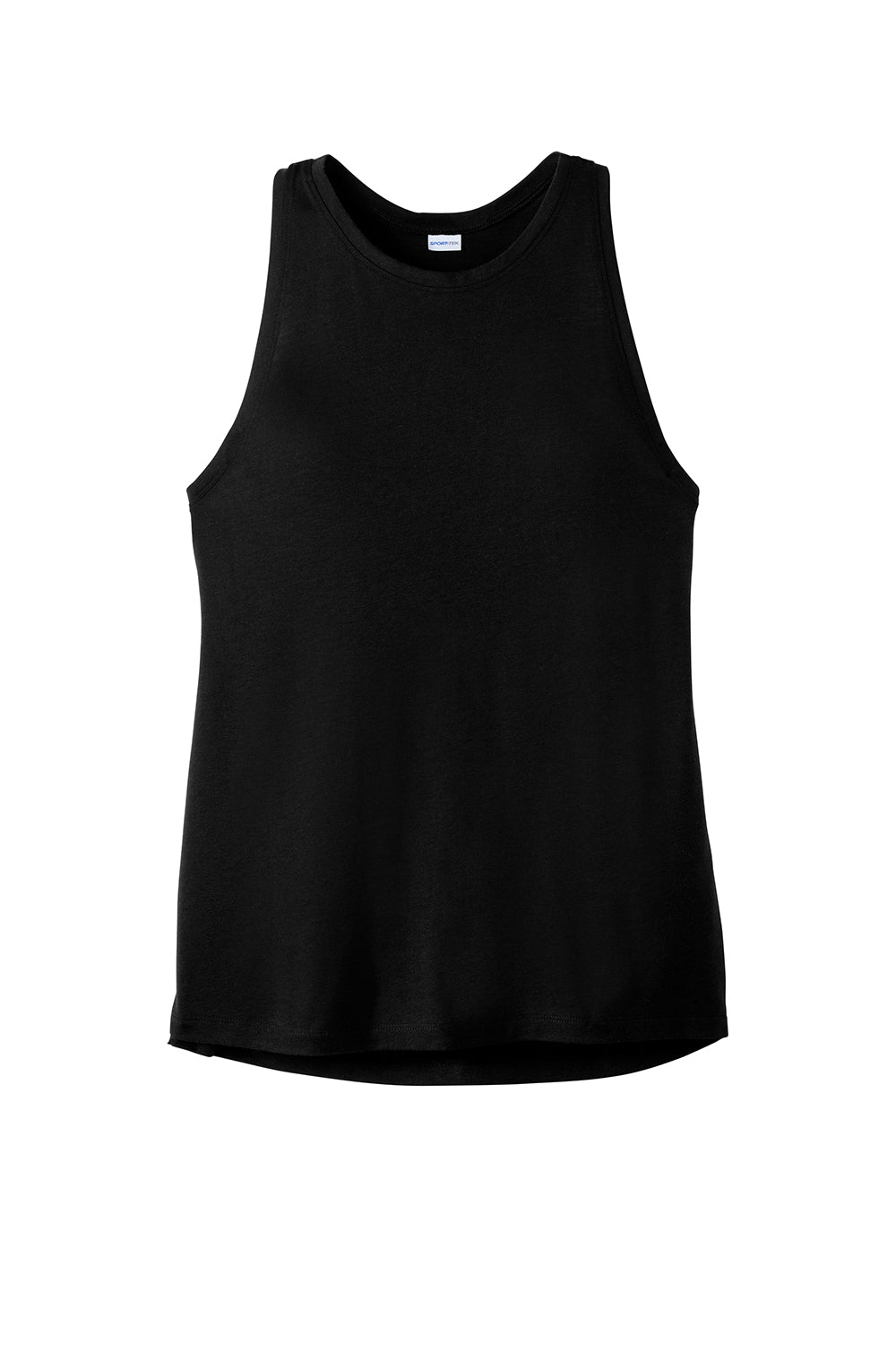 Sport-Tek LST402 Womens Moisture Wicking Tank Top Black Flat Front