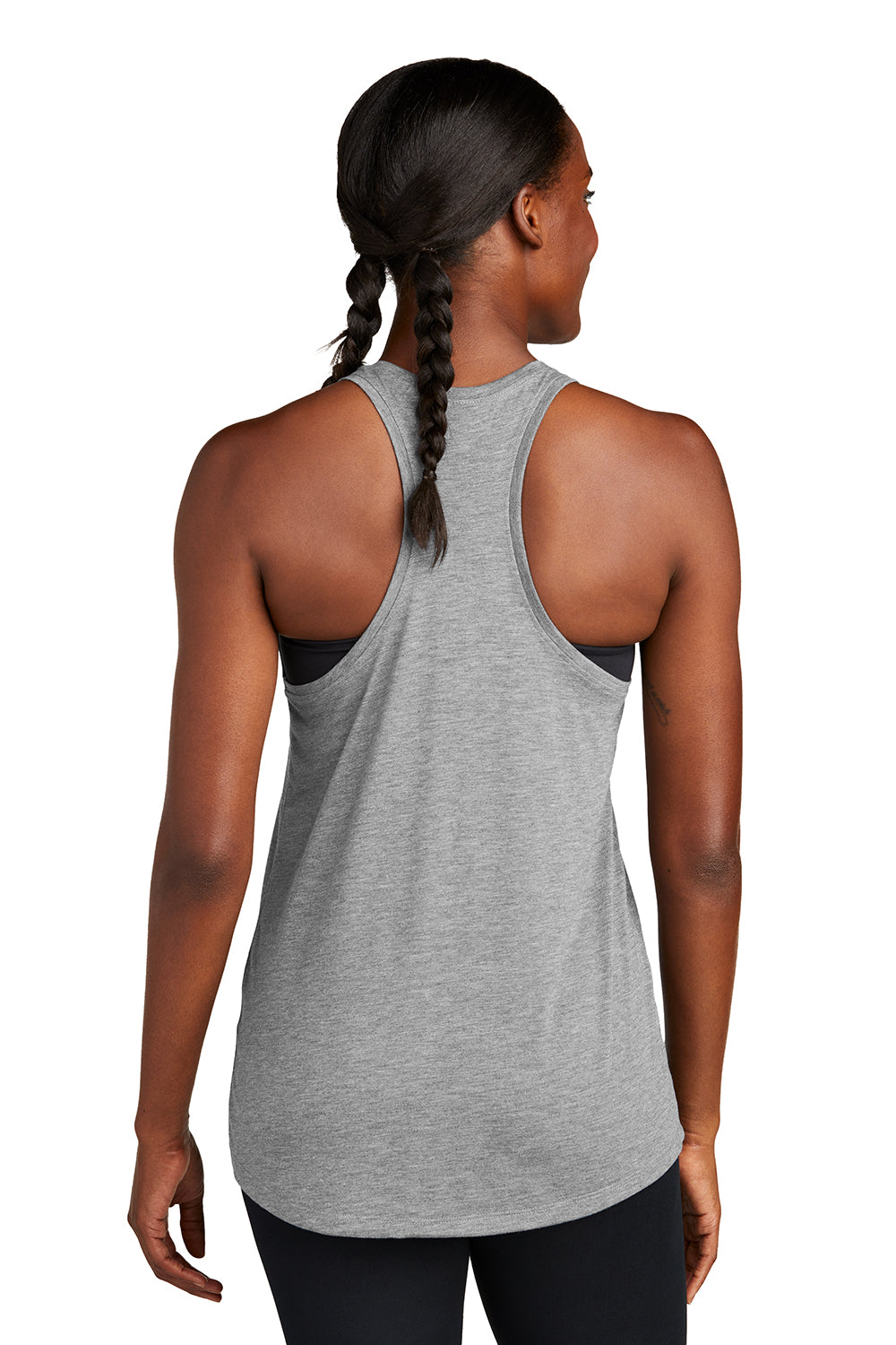 Sport-Tek LST402 Womens Moisture Wicking Tank Top Heather Light Grey Model Back