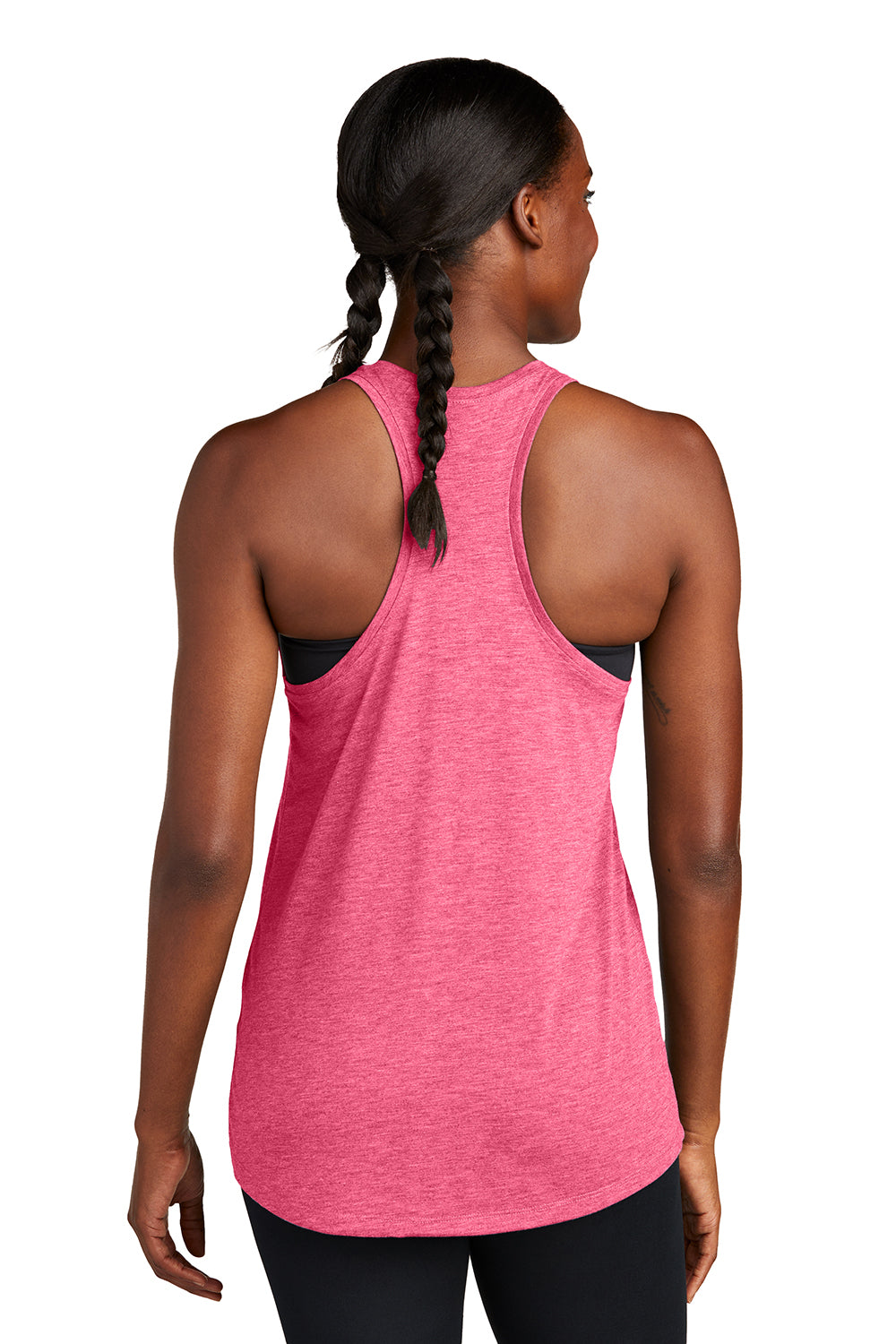 Sport-Tek LST402 Womens Moisture Wicking Tank Top Heather Raspberry Pink Model Back