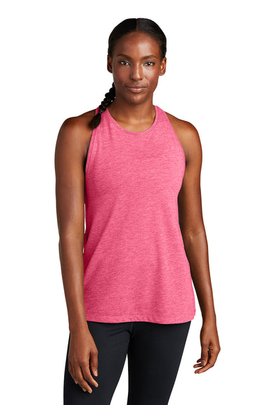 Sport-Tek LST402 Womens Moisture Wicking Tank Top Heather Raspberry Pink Model Front