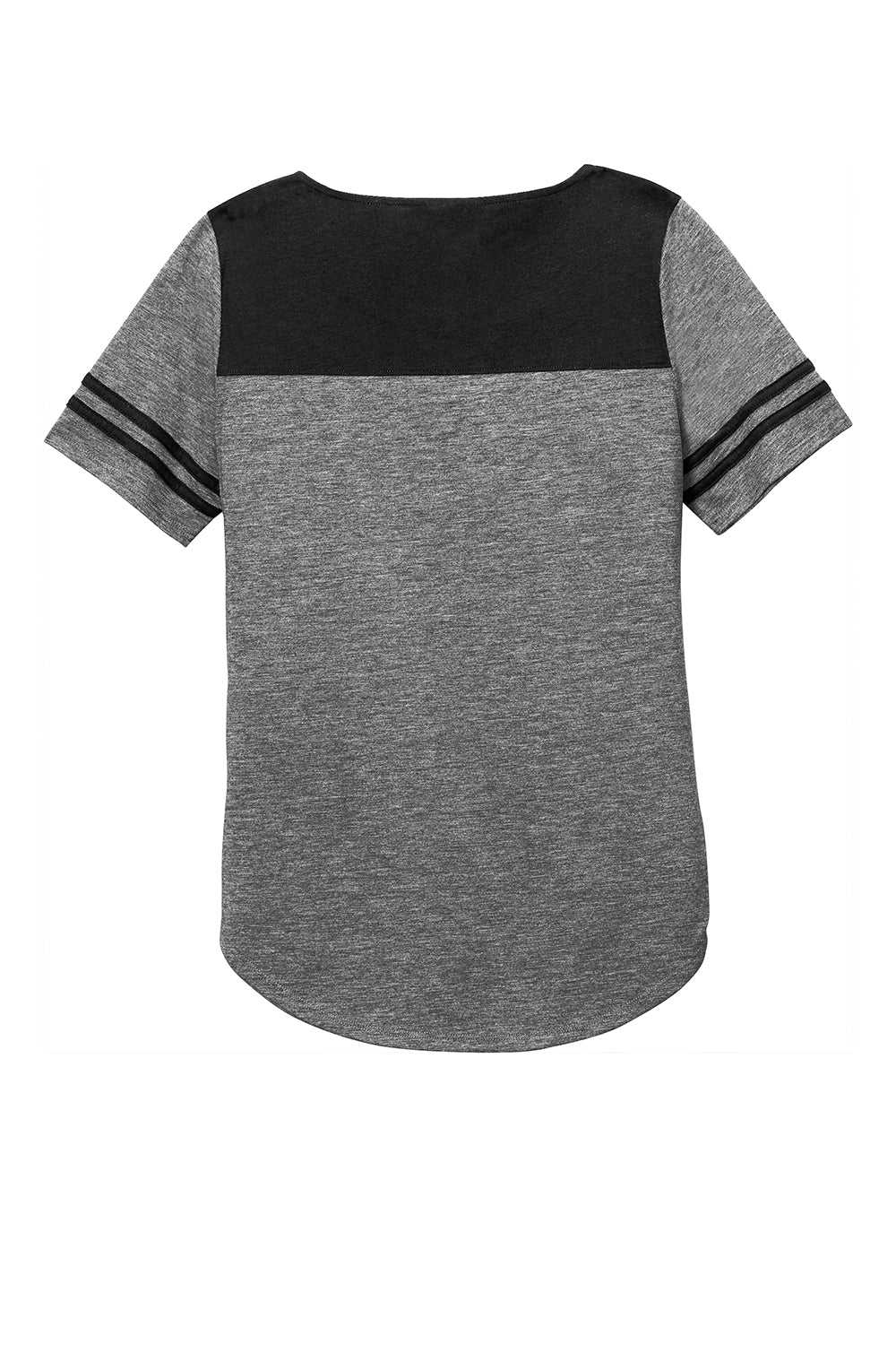 Sport-Tek LST403 Womens Fan Moisture Wicking Short Sleeve Crewneck T-Shirt Heather Dark Grey/Black Flat Back