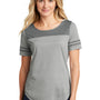 Sport-Tek Womens Fan Moisture Wicking Short Sleeve Crewneck T-Shirt - Heather Light Grey/Heather Dark Grey