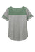 Sport-Tek LST403 Womens Fan Moisture Wicking Short Sleeve Crewneck T-Shirt Heather Light Grey/Heather Forest Green Flat Back