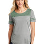 Sport-Tek Womens Fan Moisture Wicking Short Sleeve Crewneck T-Shirt - Heather Light Grey/Heather Forest Green