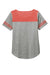 Sport-Tek LST403 Womens Fan Moisture Wicking Short Sleeve Crewneck T-Shirt Heather Light Grey/Heather True Red Flat Back