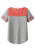 Sport-Tek LST403 Womens Fan Moisture Wicking Short Sleeve Crewneck T-Shirt Heather Light Grey/Heather True Red Flat Front