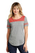 Sport-Tek LST403 Womens Fan Moisture Wicking Short Sleeve Crewneck T-Shirt Heather Light Grey/Heather True Red Model Front