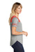 Sport-Tek LST403 Womens Fan Moisture Wicking Short Sleeve Crewneck T-Shirt Heather Light Grey/Heather True Red Model Side